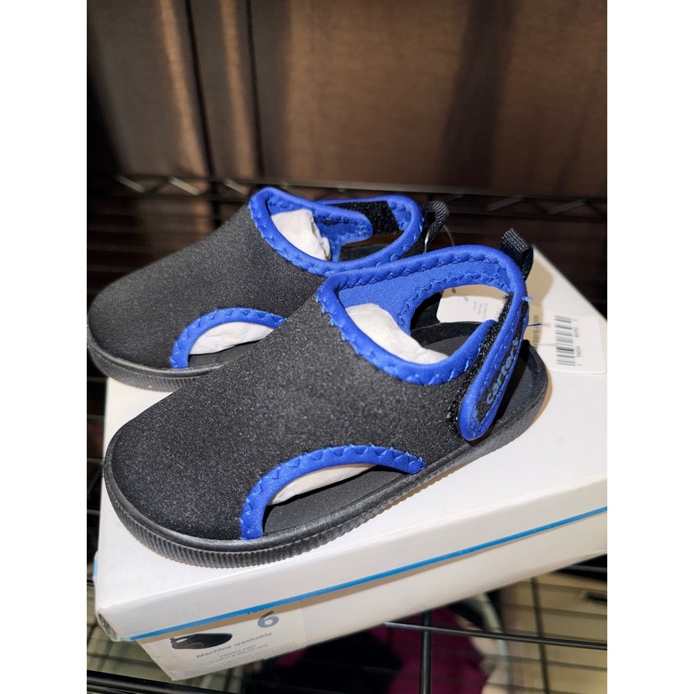 Carters Salinas Aqua Sock Black Blue Toddler Water Shoes CS22M01B Size 6 NEW